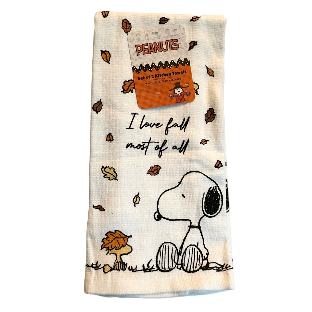 Peanuts Snoopy and Woodstock Fall Kitchen Towels NWT